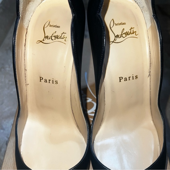 Christian Louboutin Hot Chick 100 Black Nappa with Casali Mirror Soles 37.5 - Picture 9 of 16